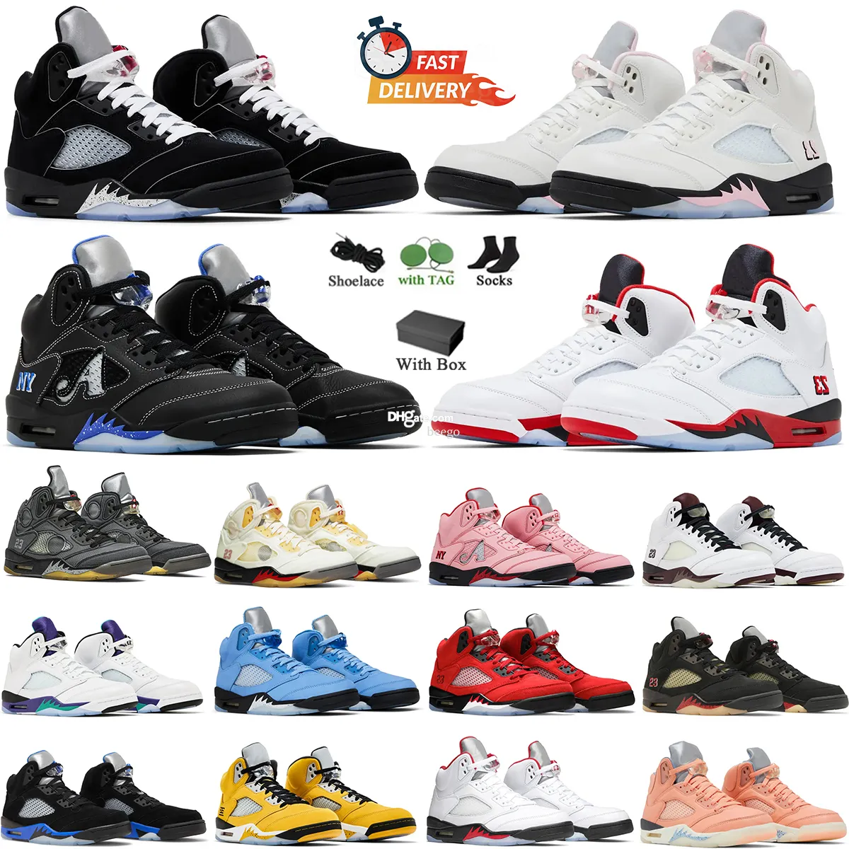 Save Big on Bulk Jumpman Basketball Shoes Basketball Shoes 5s Sneakers  For Men Black Metallic Reimagined Medium Soft Pink Muslin Fire Red Racer  Blue
