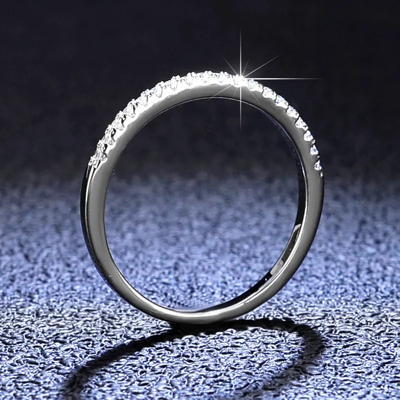 Moissanite Ring: 925 Sterling Silver One-Row Designer Ring for Women ...