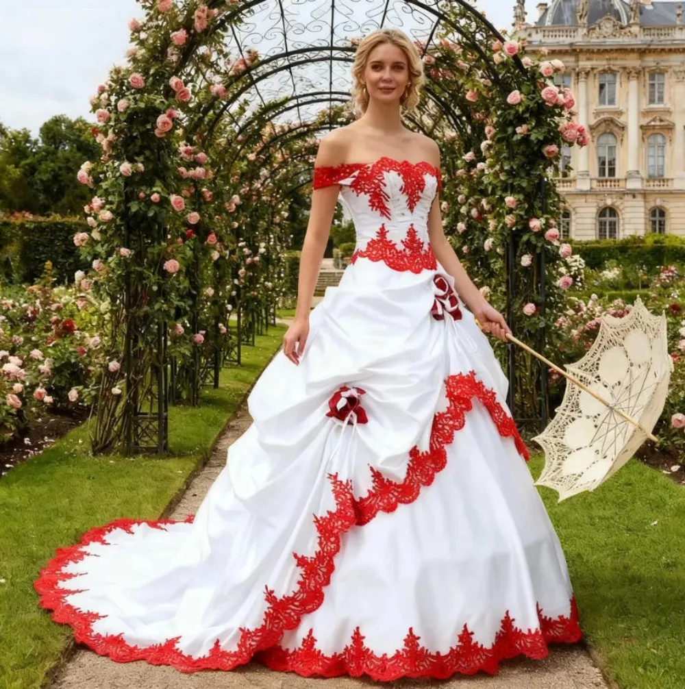 red and black and white wedding dresses For reference Vintage Victorian Bustle Wedding Dress