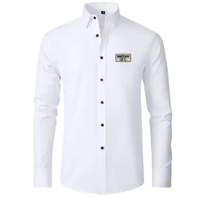 5xl white dress shirt Henry Segal Men's Customizable White Long Sleeve Band Collar Dress Shirt