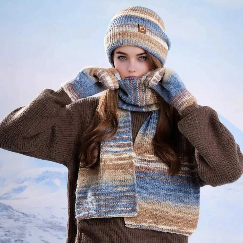 Set Frauen Winter Hut Schal Handschuhe Set Verdickt Samt Futter Stricken  Hut Langen Schal Touchscreen Handschuhe Set M251013 Von 7,96  | DHgate