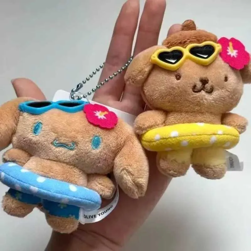 かわいいハワイ ポムポムプリン ぬいぐるみ キーチェーン ダークスキン