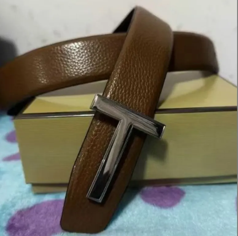 Mens Leather Designer Belts, Luxury Big T Buckle Male Chastity