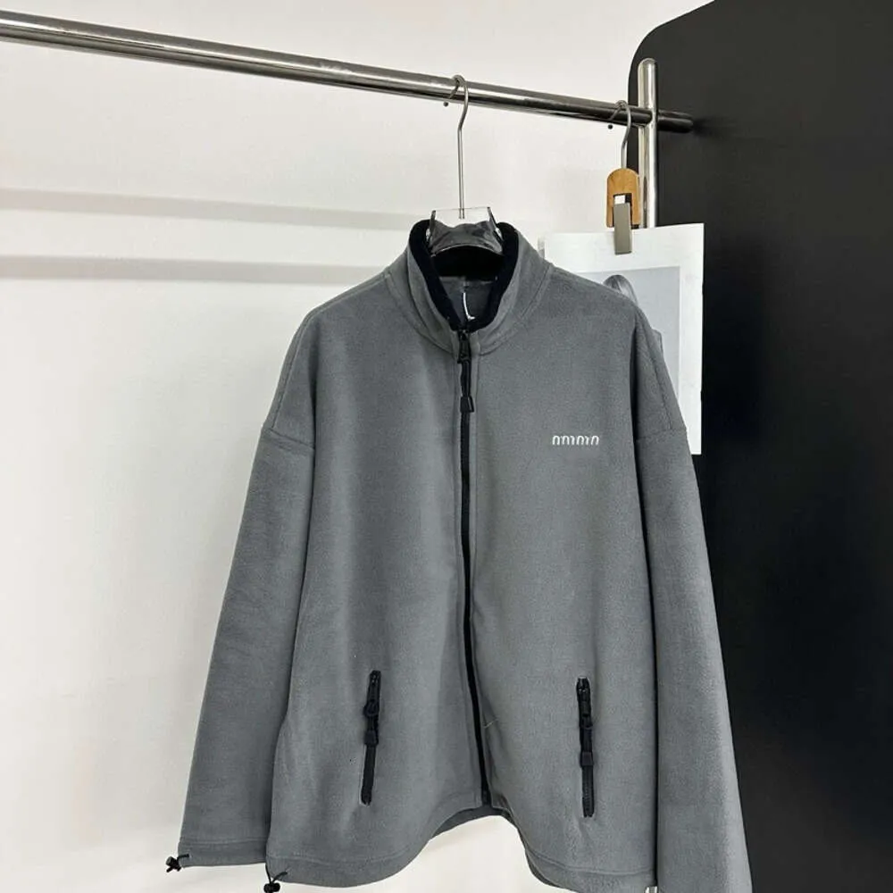 Miu Womens Tech Fleece Designer Drawstring Winter Sport Jacket