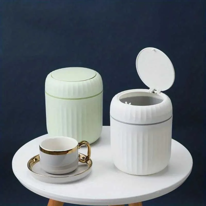 Accessorio Ufficio Pattumiera Da Tavolo Con Coperchio - Mini Cestino Portatile Con Adesivi Simpatici - Per Scrivania, Casa, Cucina - Rosa Cestino Portatile Con Design Animali - 2