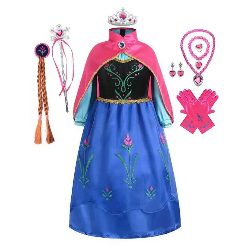 Déguisement Princesse Elsa Anna Reine Des Neiges – Robe + Accessoires Pour Fille 3-9 Ans
