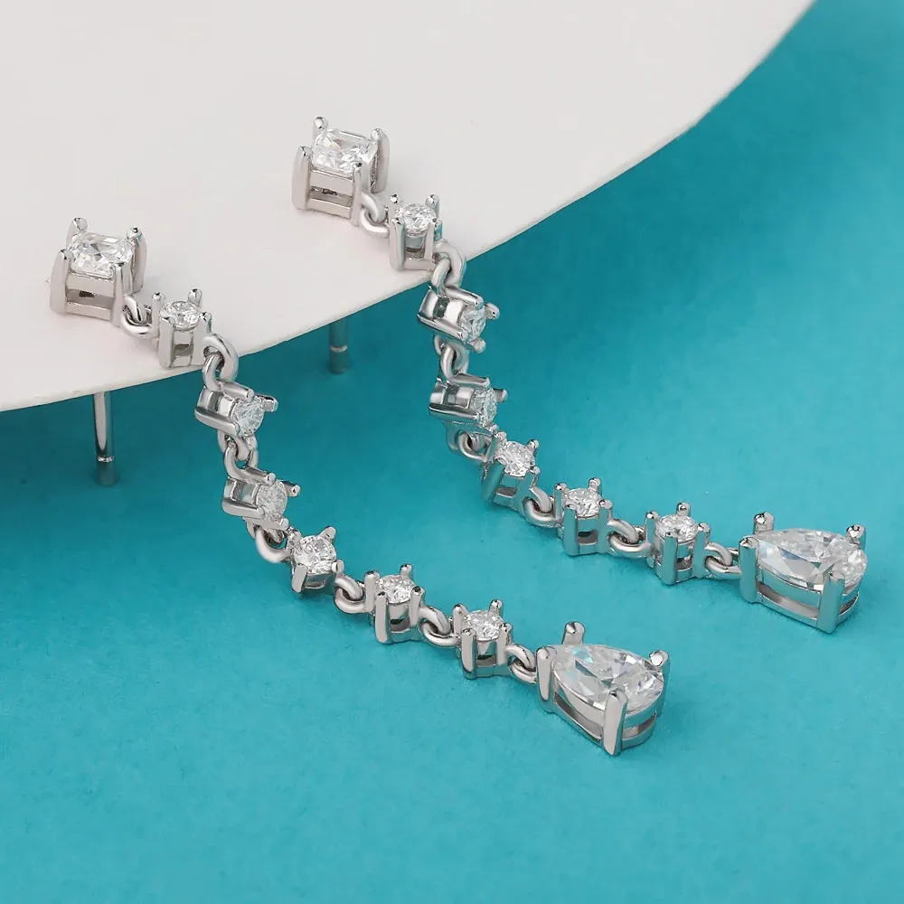 Orecchini a goccia vintage in argento sterling 925 con cz