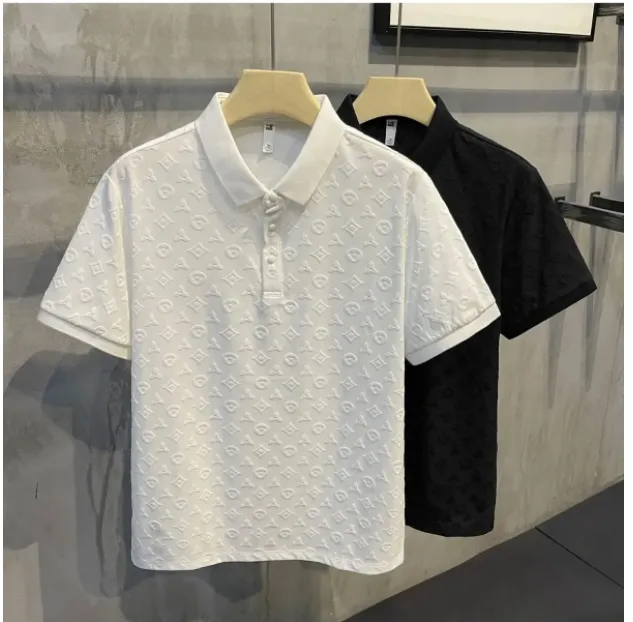 Fashionable Luxury Jacquard Leisure polo shirt Summer New Comfortable and Breathable Youth Slim Fit polos Neck Short Sleeve T-shirt for Men