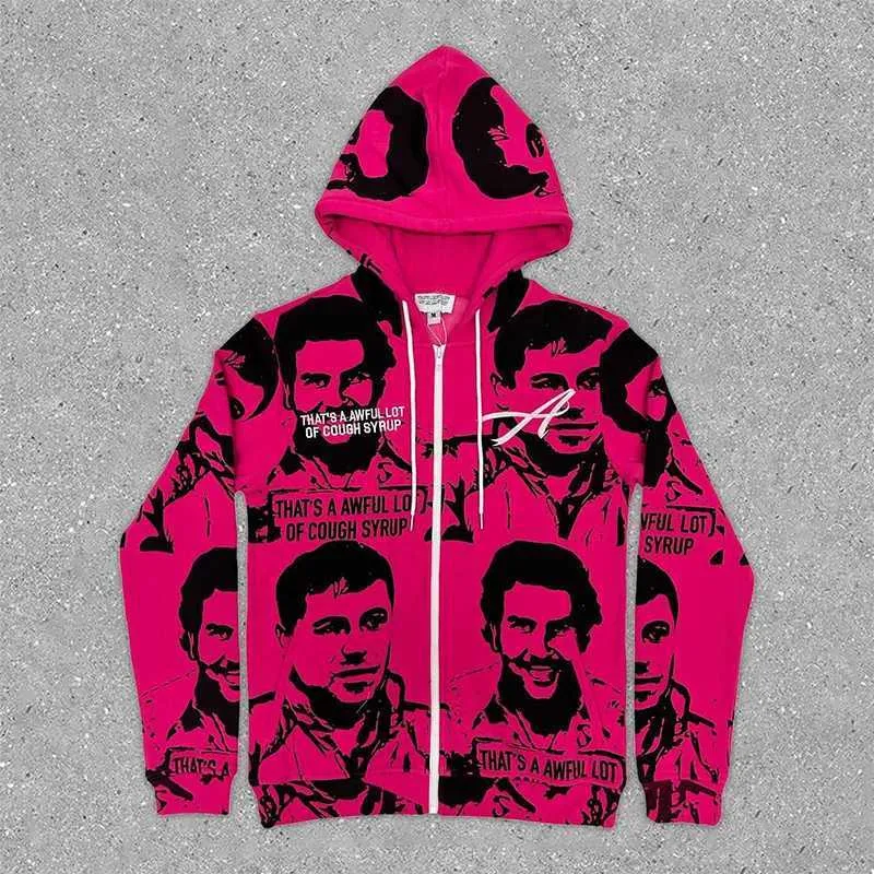 Uomo Donna Scheletro Zip Up Felpa Con Cappuccio Y2k Strass Oversize