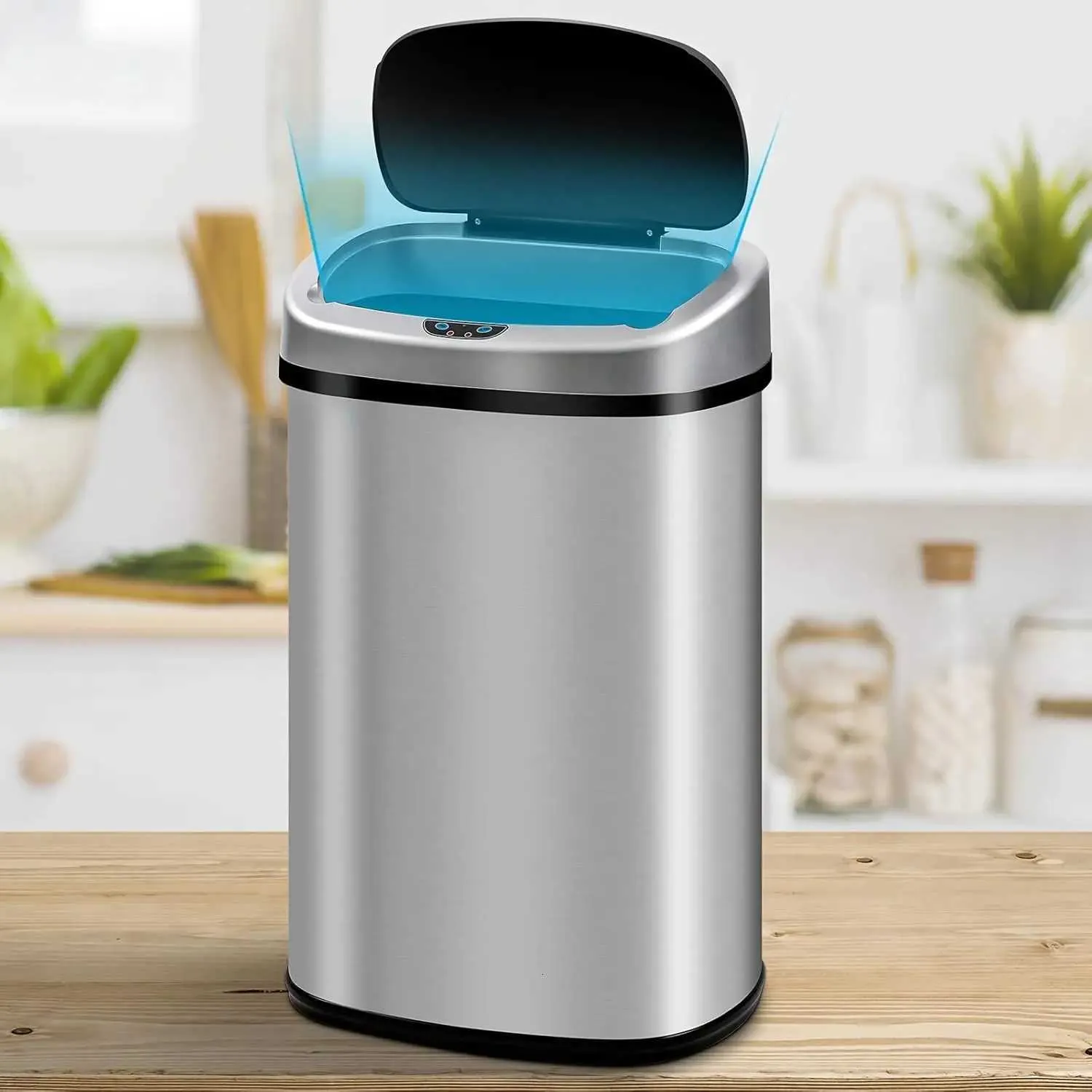 13 Gallon Stainless Steel Automatic Touchless Trash Can with Lid ...