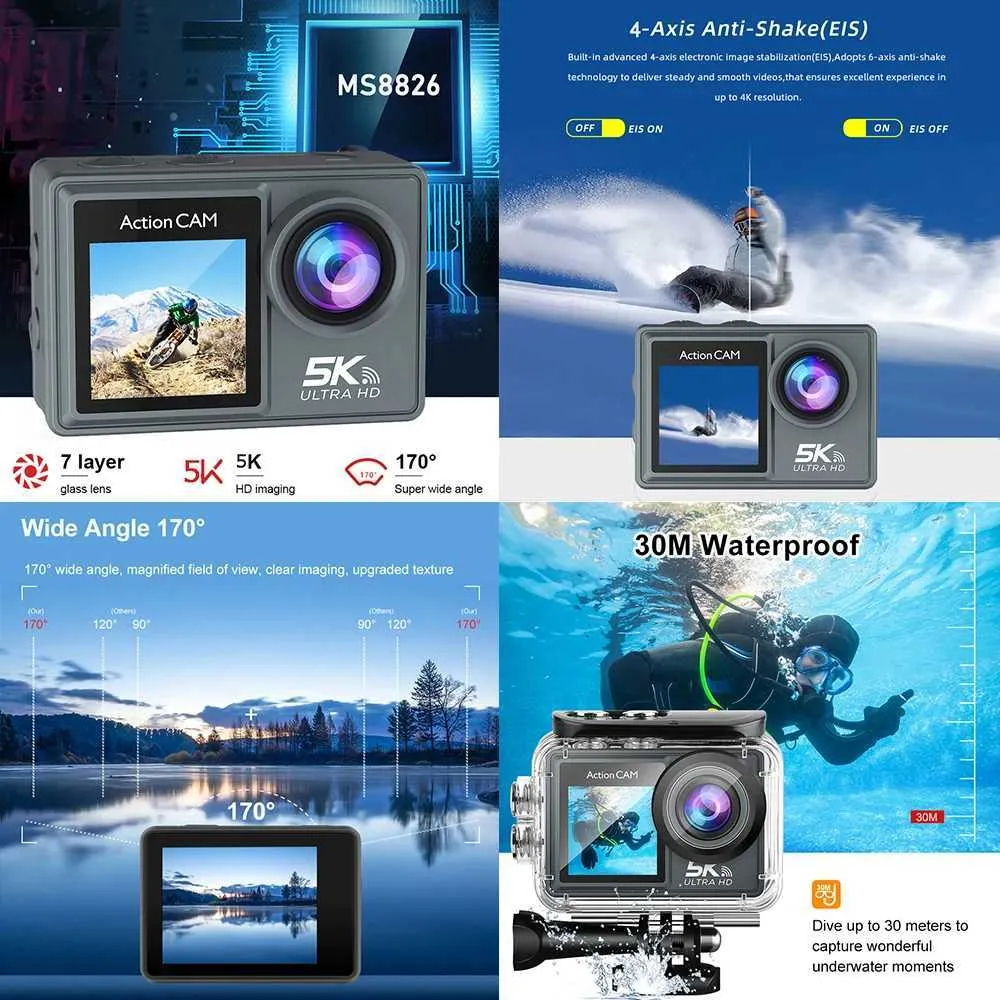 GoPro HERO9 - Caméra de sport étanche avec écran LCD avant et écran tactile arrière, vidéo Ultra