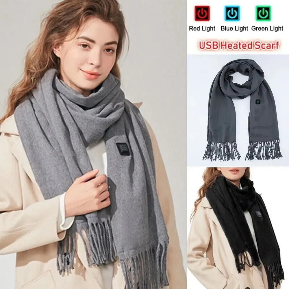 Sciarpa Riscaldata USB 3 Temperature – Velluto 80 Cm, Ricaricabile, Per Donna E Uomo, Nera E Altri Colori