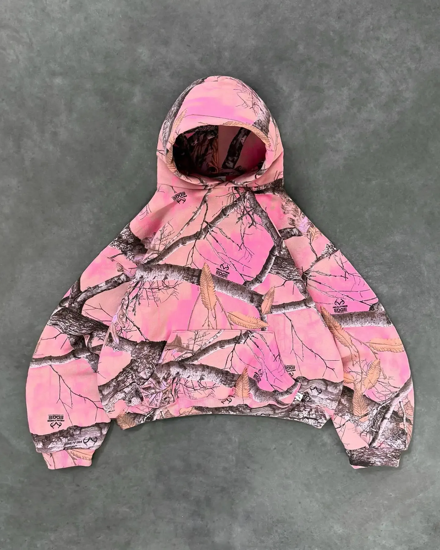 Y2K Retro Pink Camo Zip Up Hoodie – Unisex Boxy Fit... From Bai04 