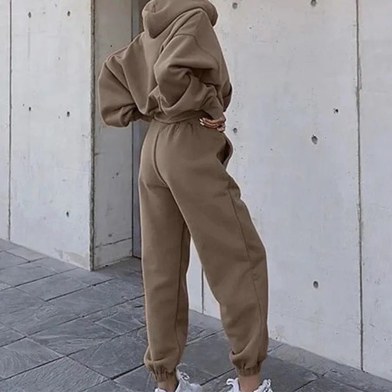 Tuta Da Donna In Pile 2 Pezzi Litthing – Cappotto Con Zip E Pantaloni, Termica, Casual, Per Autunno E Inverno