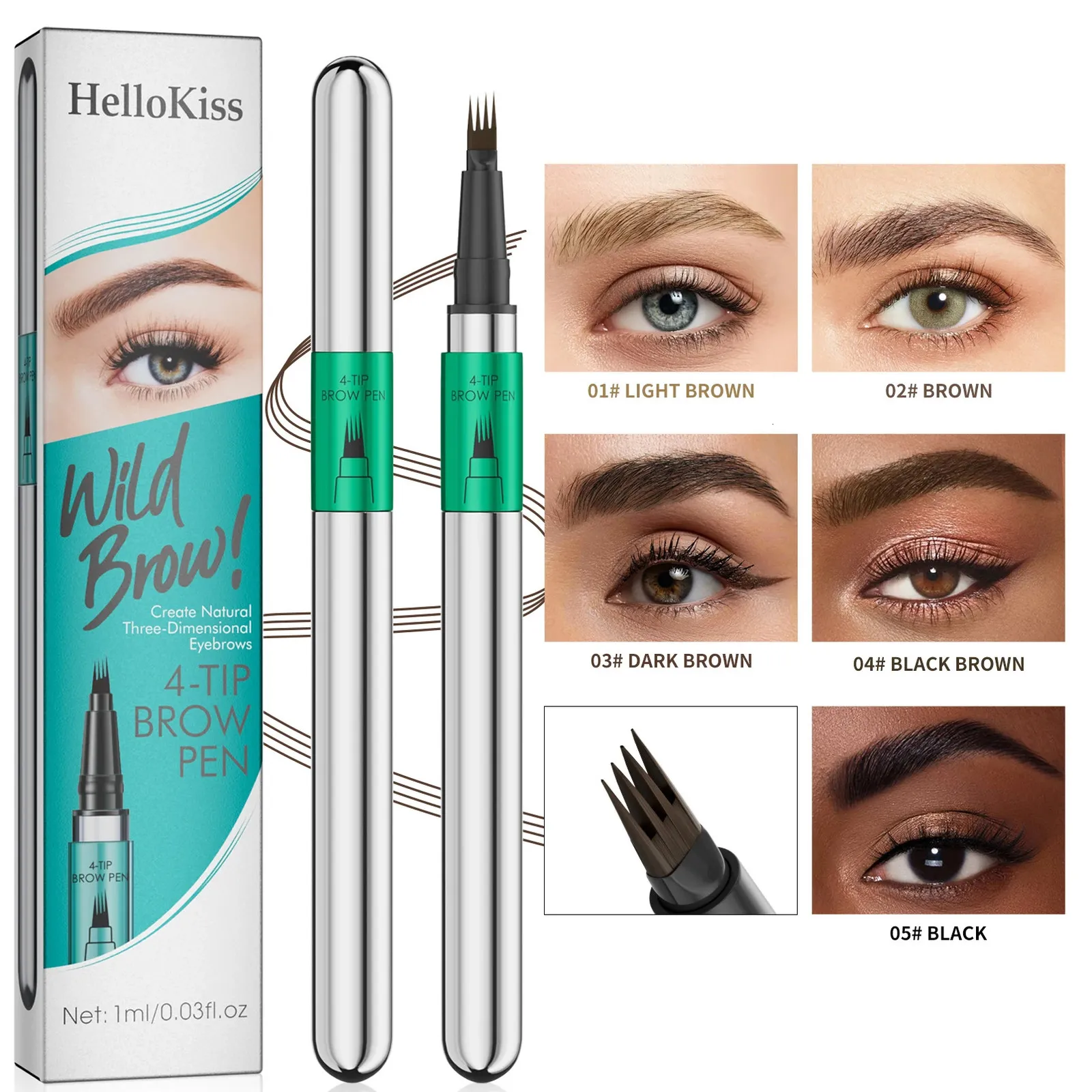 FourClaw Sketch Eyebrow Pencil, Black Brown Gray Liquid Eye Brow Pencil ...