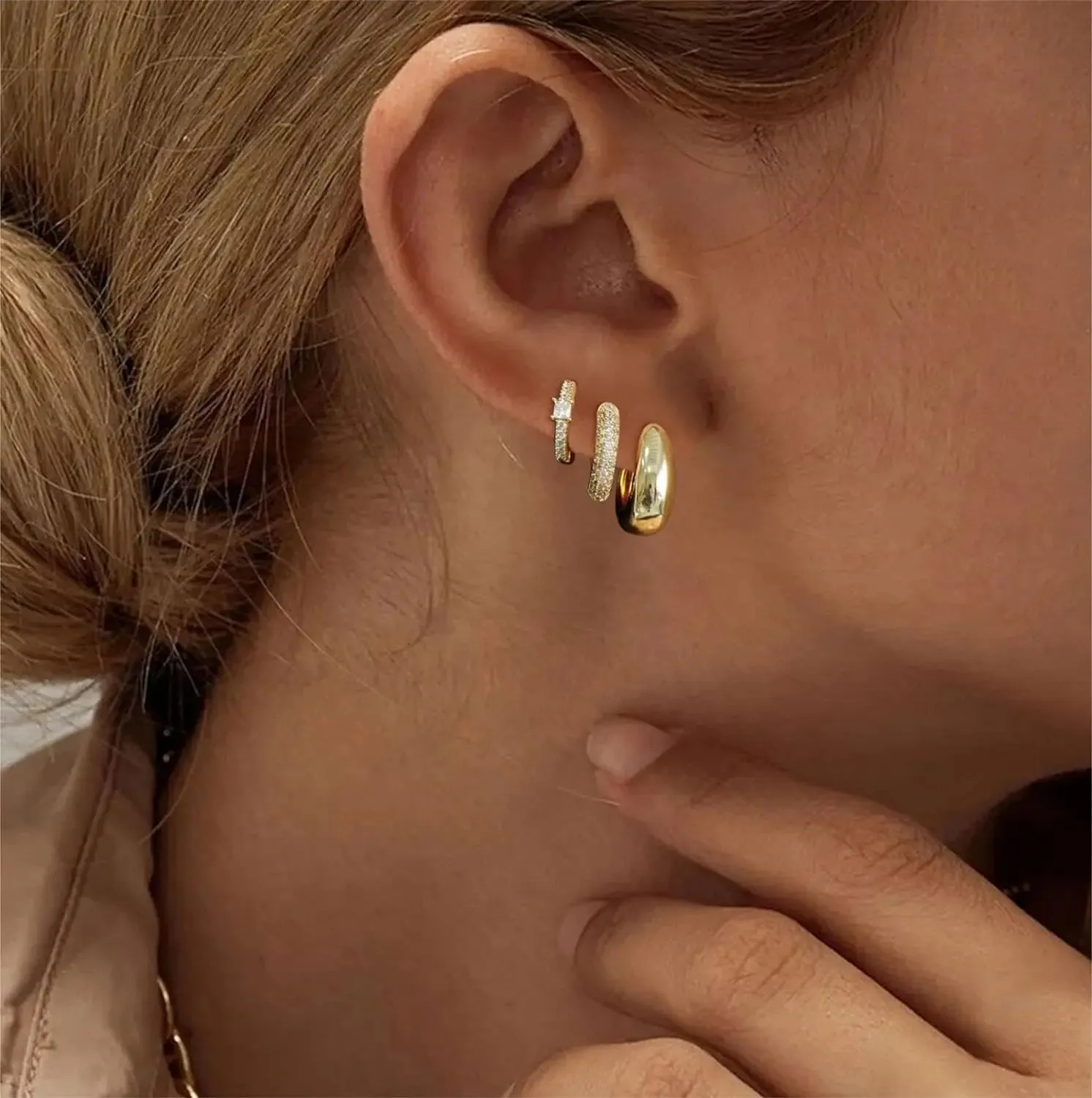 Orecchini A Cerchio Piccoli In Oro 14K Placcato Set 3 Paia Design Raffinato Da Donna Ideali Piercing Multipli Da 12,11 € | DHgate