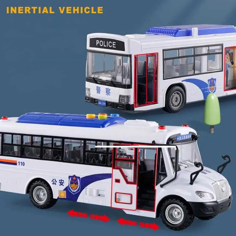 Grand Bus Jouet électrique Avec Lumières, Musique Et Portes Ouvrantes – Modèle De Ville 28,5 Cm – Piles AAA – Pour Enfant Dès 1 An – Cadeau éducatif