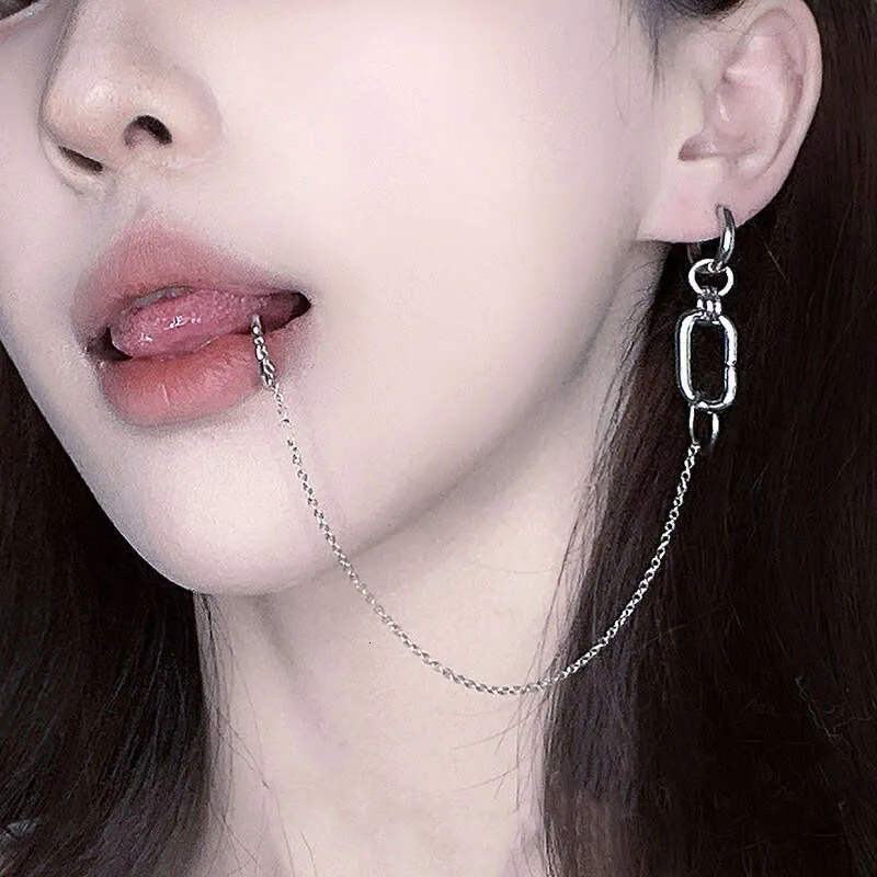 Non Pierced Clip Integrated Internet Celebrity Cool Style Unique No Piercing Needed Lip Ring Earrings_voghion.com