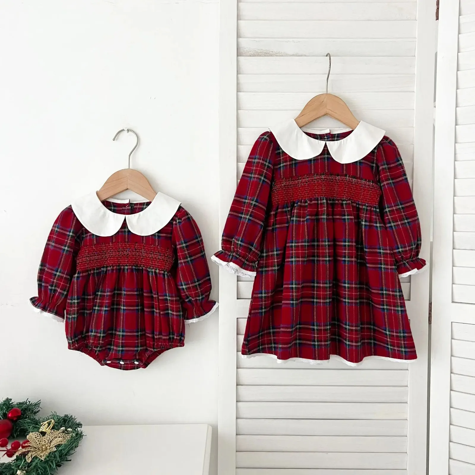 Sister Dress Christmas Toddler Kids Baby Girls Clothes Matching Xmas Bodysuit Dress Outfits Red Plaids Sets 251013 from Dhgate Girl's Dresses