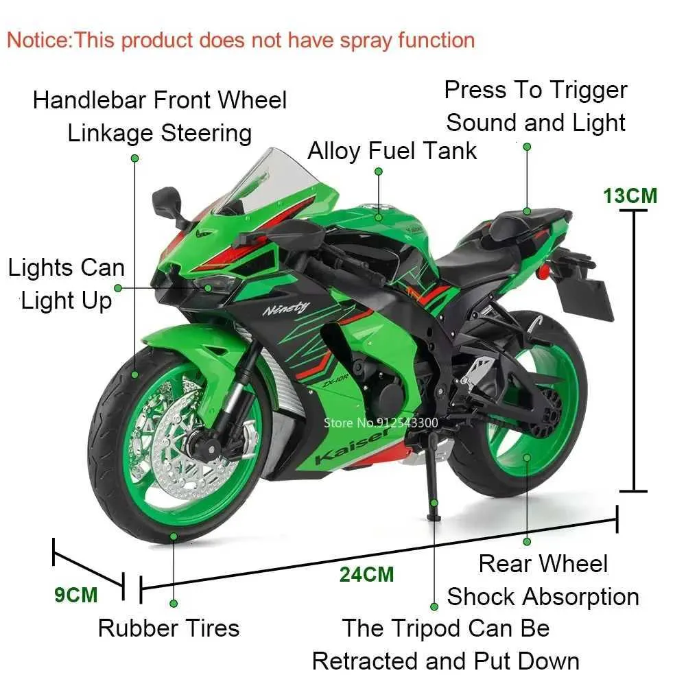 19 Ölçekli 1299 Kawasaki ZX10R Motosiklet Modeli Yi TL551.47