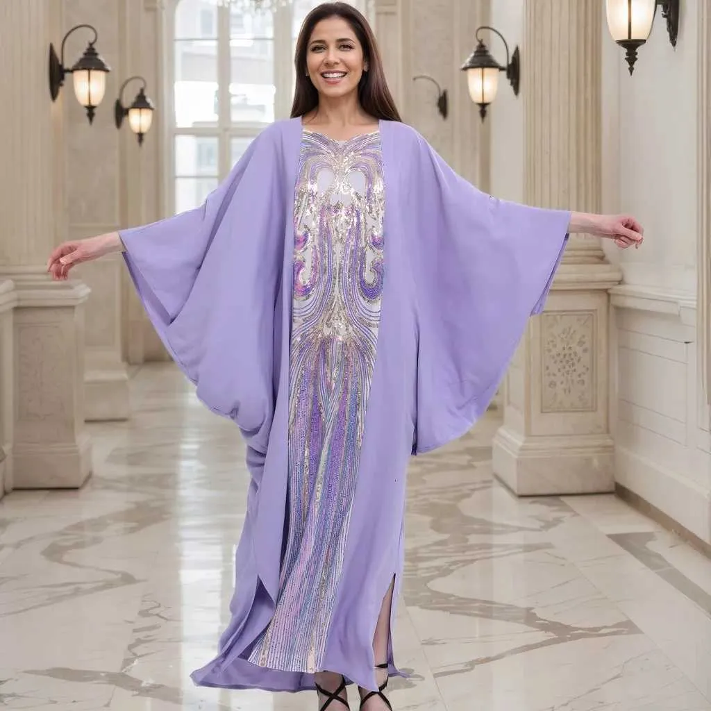 Abaya Musulmane Dubaï Sadui Caftan Marocain Brodé – Robe Longue Élégante Ramadan, Eid, Mariage Soirée, Style Islamique Luxueux Femme