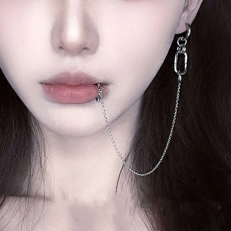 Non Pierced Clip Integrated Internet Celebrity Cool Style Unique No Piercing Needed Lip Ring Earrings_voghion.com