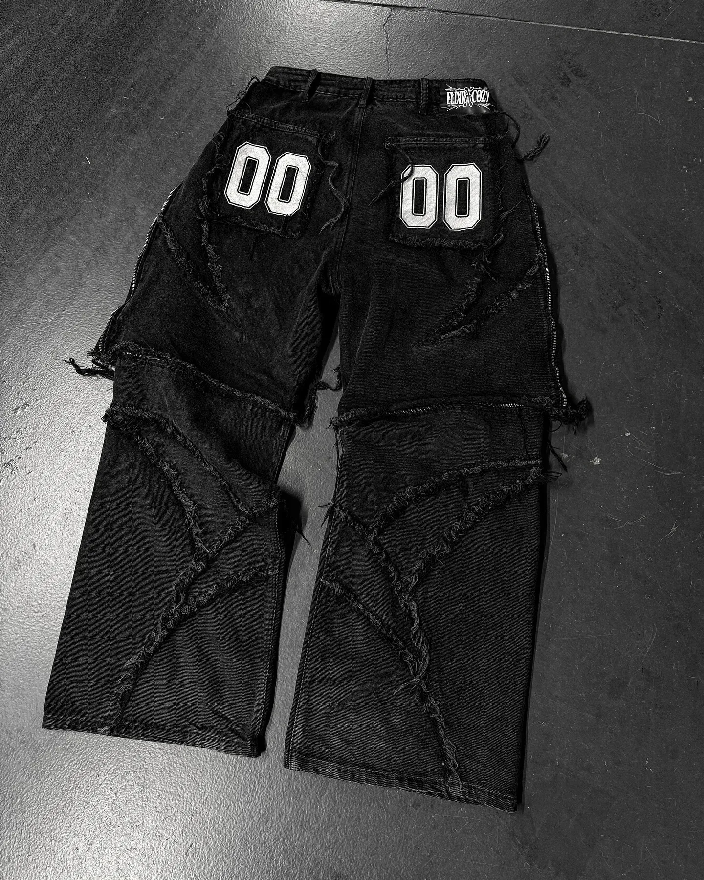 Fashion America Retro Street Zip Up Patchwork Baggy Jeans for Men 