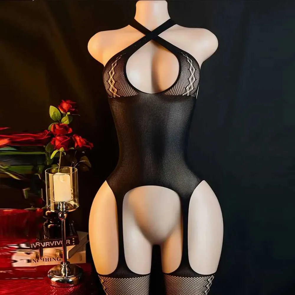 Women's Sexy Fishnet Bodysuit Lingerie Catsuit, Transparent Open Crotch ...