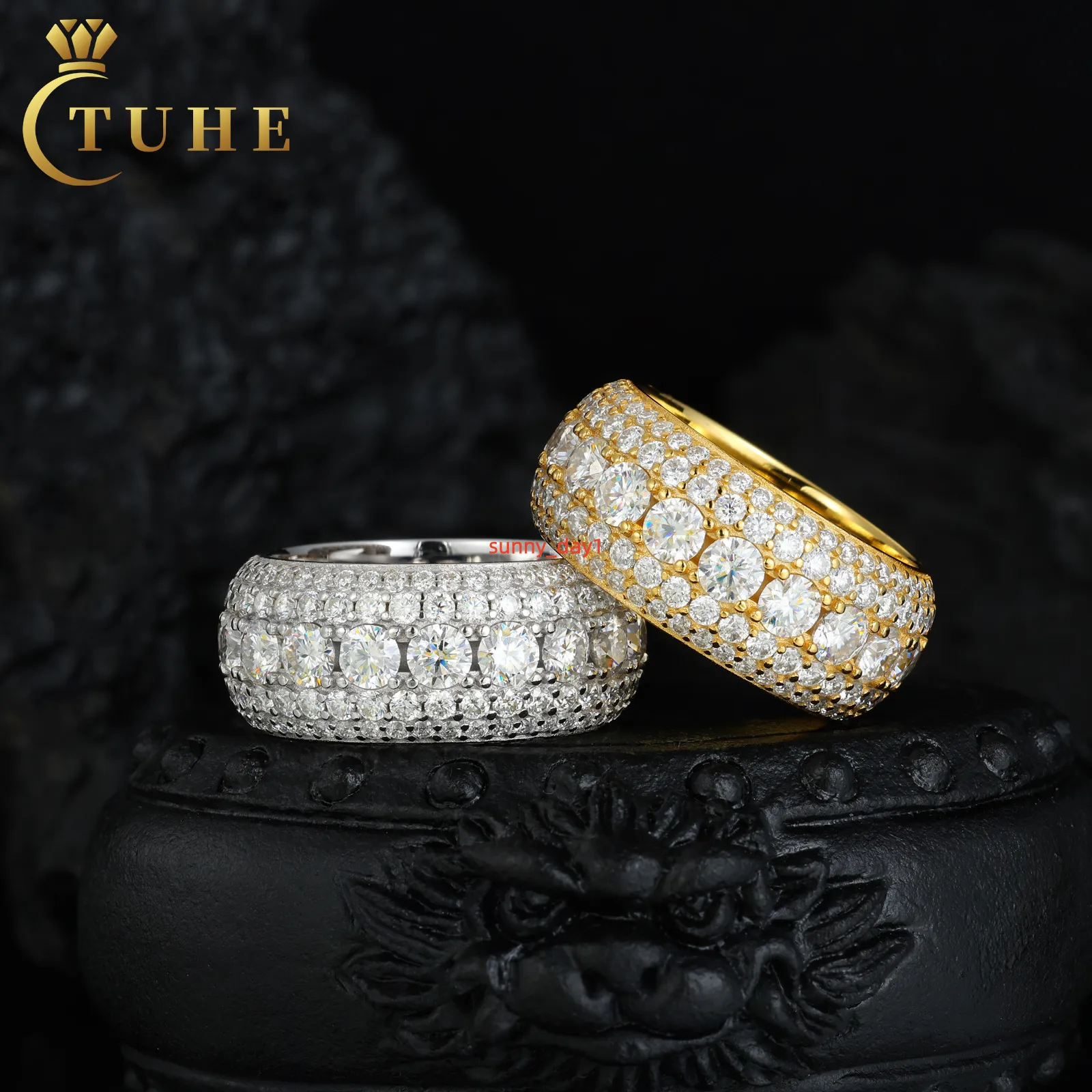 New Arrival Sparkling Round Cut VVS Moissanite 925 Silver Hip Hop 