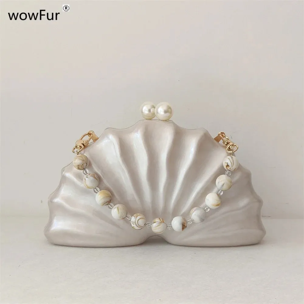 Shell Design Handbag Original Shell Half Room Acrylic Beaded Bag Box Clutches Party Evening ...