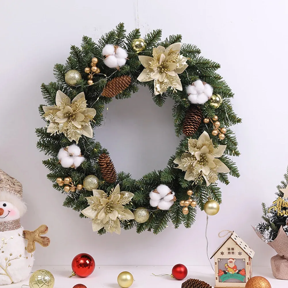 Couronne De Noël Pour Porte D'entrée - Décoration Extérieure Avec Nœud, Pour Noël, Nouvel An, Hiver