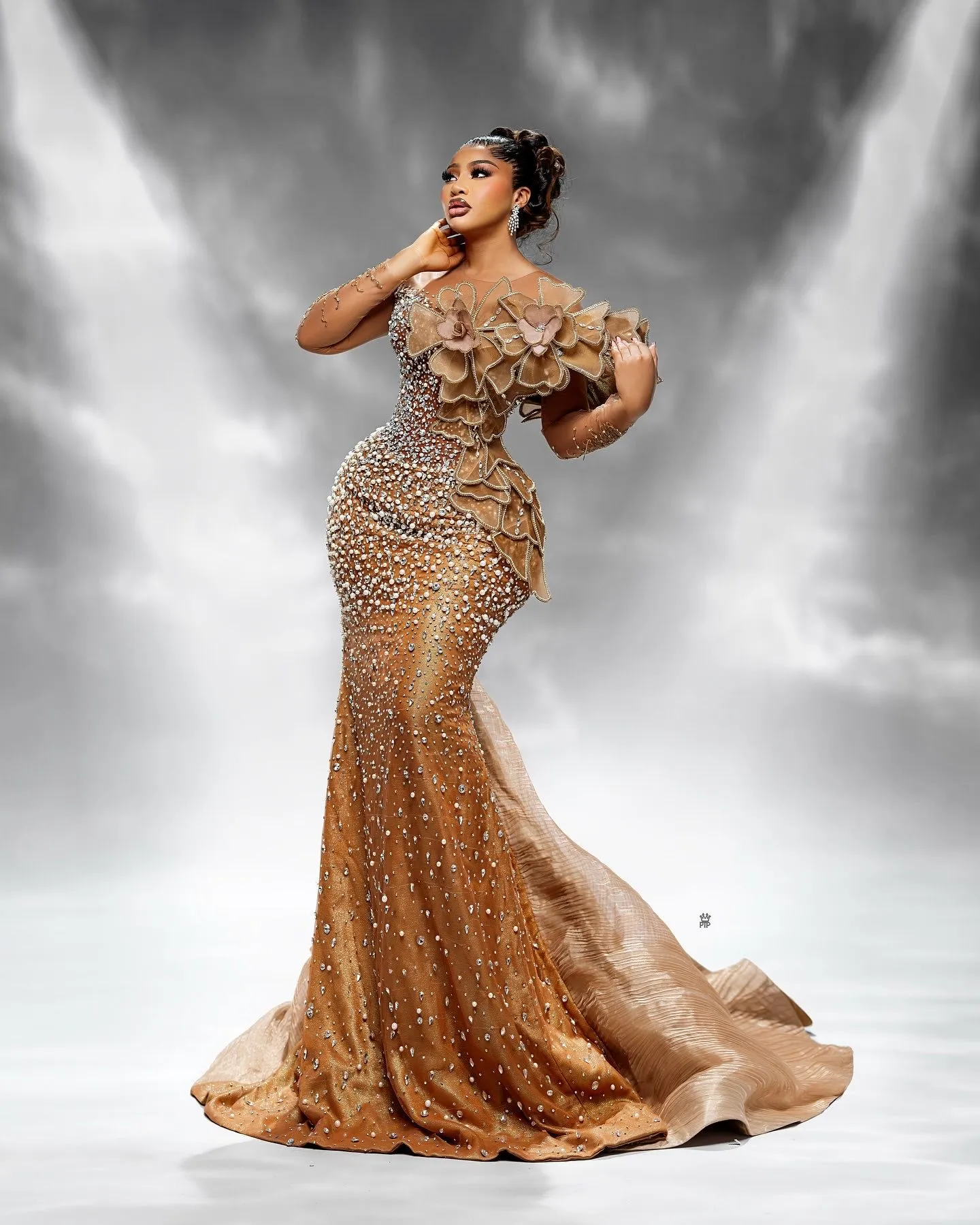 Mermaid Gold Prom Dresses Plus Size Full Sleeve... From Babyonline, $301.16  | DHgate.Com