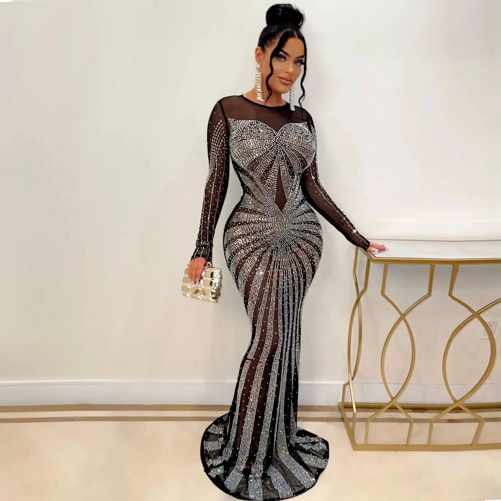 Sexy Rhinestone Crystal Mesh See Through Maxi Dress... From Weigang04, $42.73 | DHgate.Com Sexy Rhinestone Crystal Mesh See Through Maxi Dress... From Weigang04, $42.73 | DHgate.Com