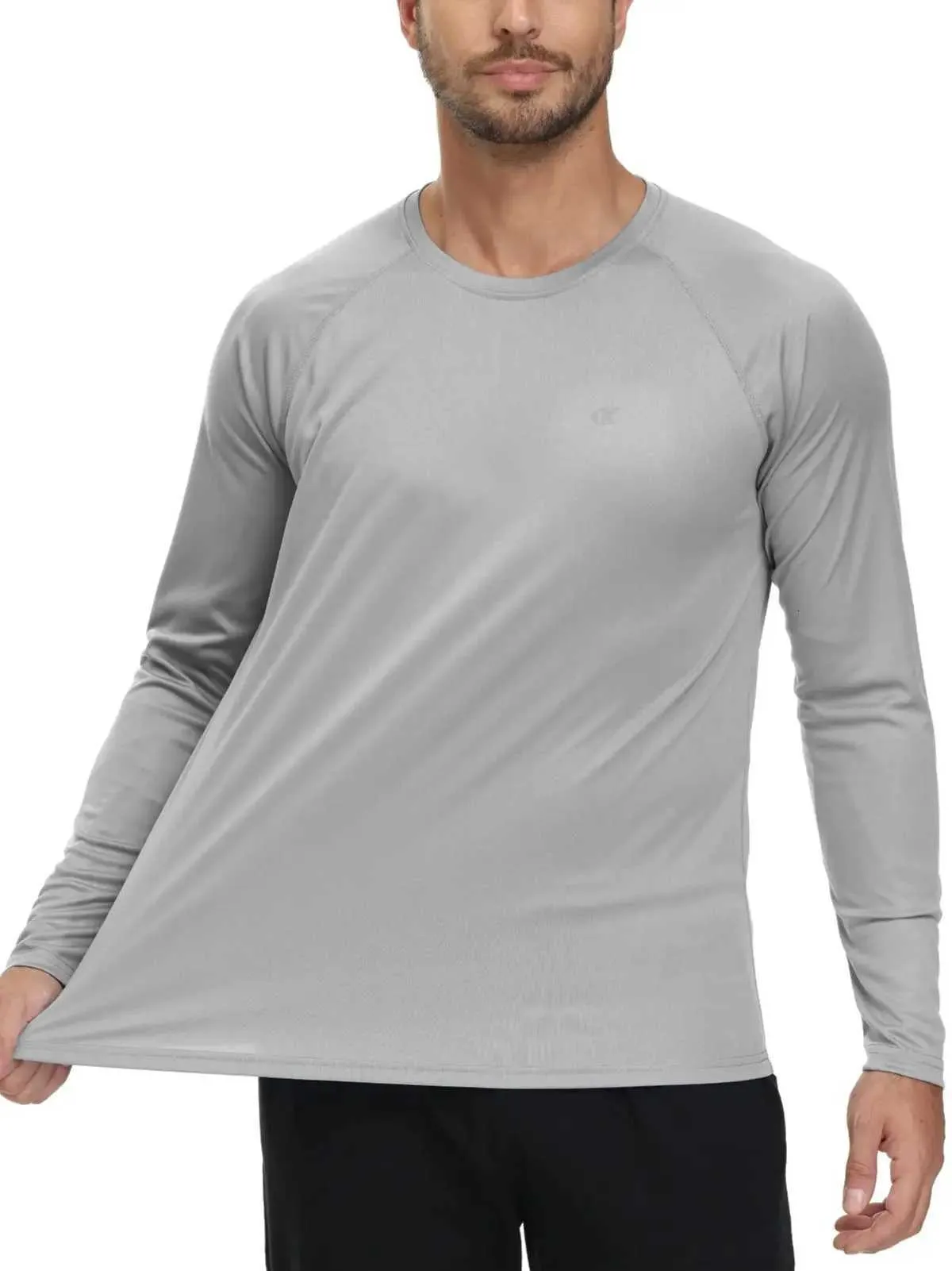 UPF 50+ T-shirt de pêche à manches longues pour homme à séchage rapide Protection UV, abricot, Small