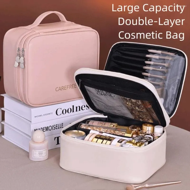 Kleine Kosmetiktasche 2er Set Schwarz – Wasserdichtes PU-Leder, Mit Reißverschluss, Für Make-up & Reisen