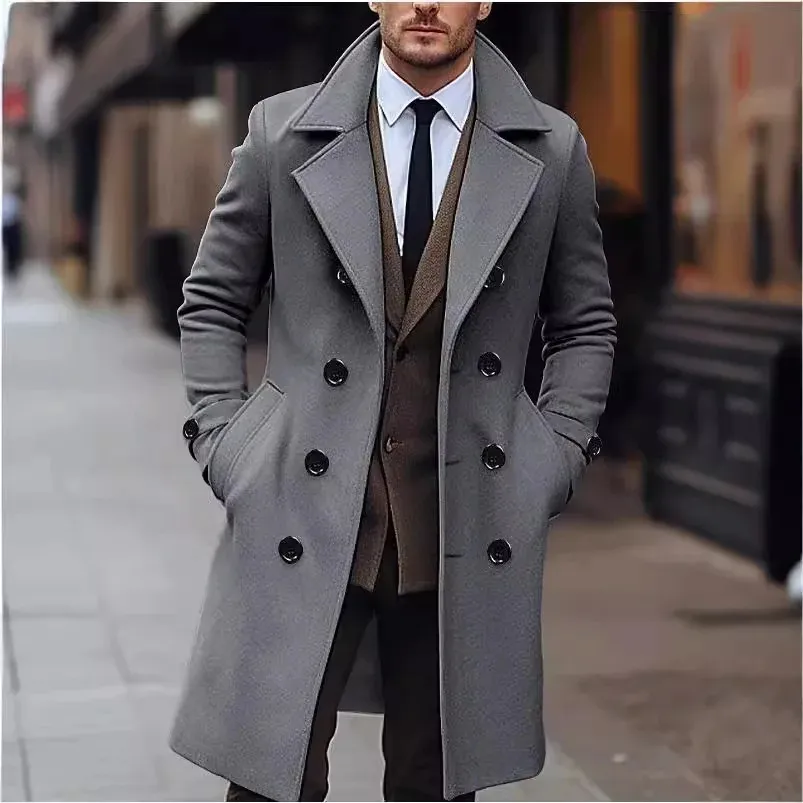 Navy Double Breasted Blazer voor Mannen, Slim Fit Business Casual Britse Stijl Pak Jas, Donkerblauw, M