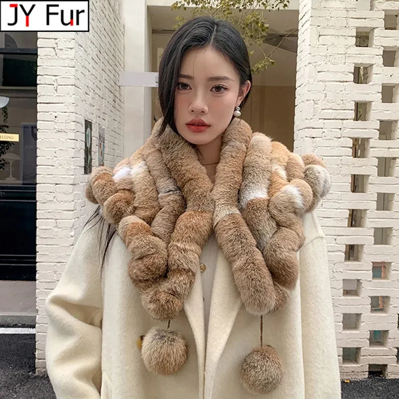 Lady Winter Real Rabbit Fur Scarf Natural Warm Soft Rabbit Fur Shawl ...