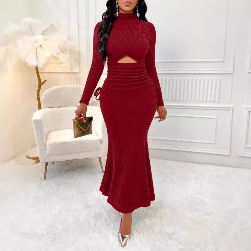 Round Neck Shift Dress Ankle-Length Polyester Patchwork Hip Skirt for Women Autumn from Dhgate Plus size Dresses