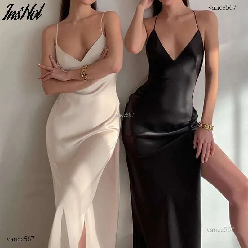 Satin Backless Dress, Spaghetti Strap, Womens Maxi | DHgate