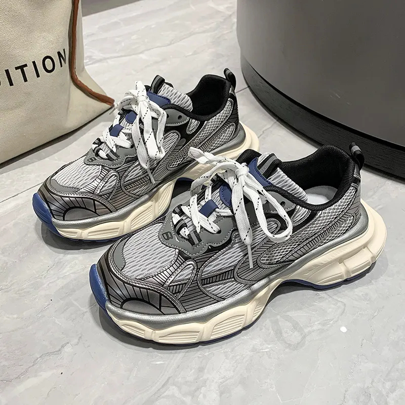 Designer New Mesh Breathable Casual Couple With Thick Sole Lace Up Fashionable And Stylish Sports Shoes For Women Size_vogvips.com