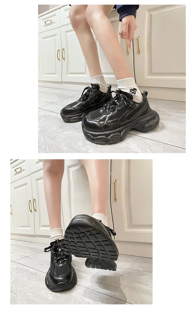 Designer New Mesh Breathable Casual Couple With Thick Sole Lace Up Fashionable And Stylish Sports Shoes For Women Size_vogvips.com
