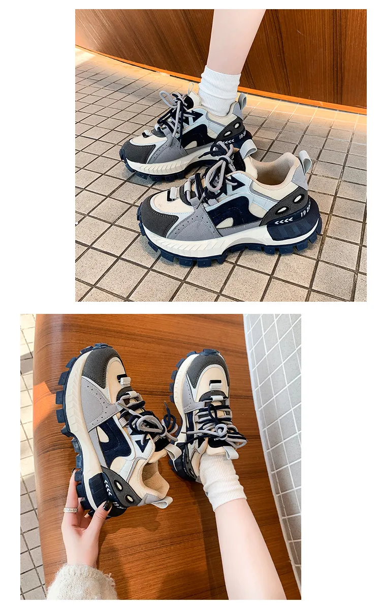 Designer 2025 New Fashionable Color Blocked Casual Thick Soled Height Increasing Versatile Sports Shoes For Woman Yellow_vogvips.com