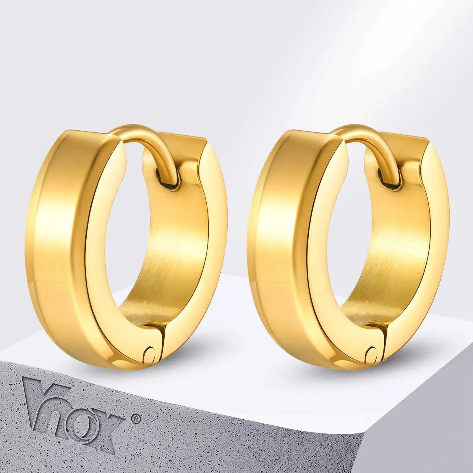 Vnox Gold Plated Stainless Steel Hoop Earrings For From