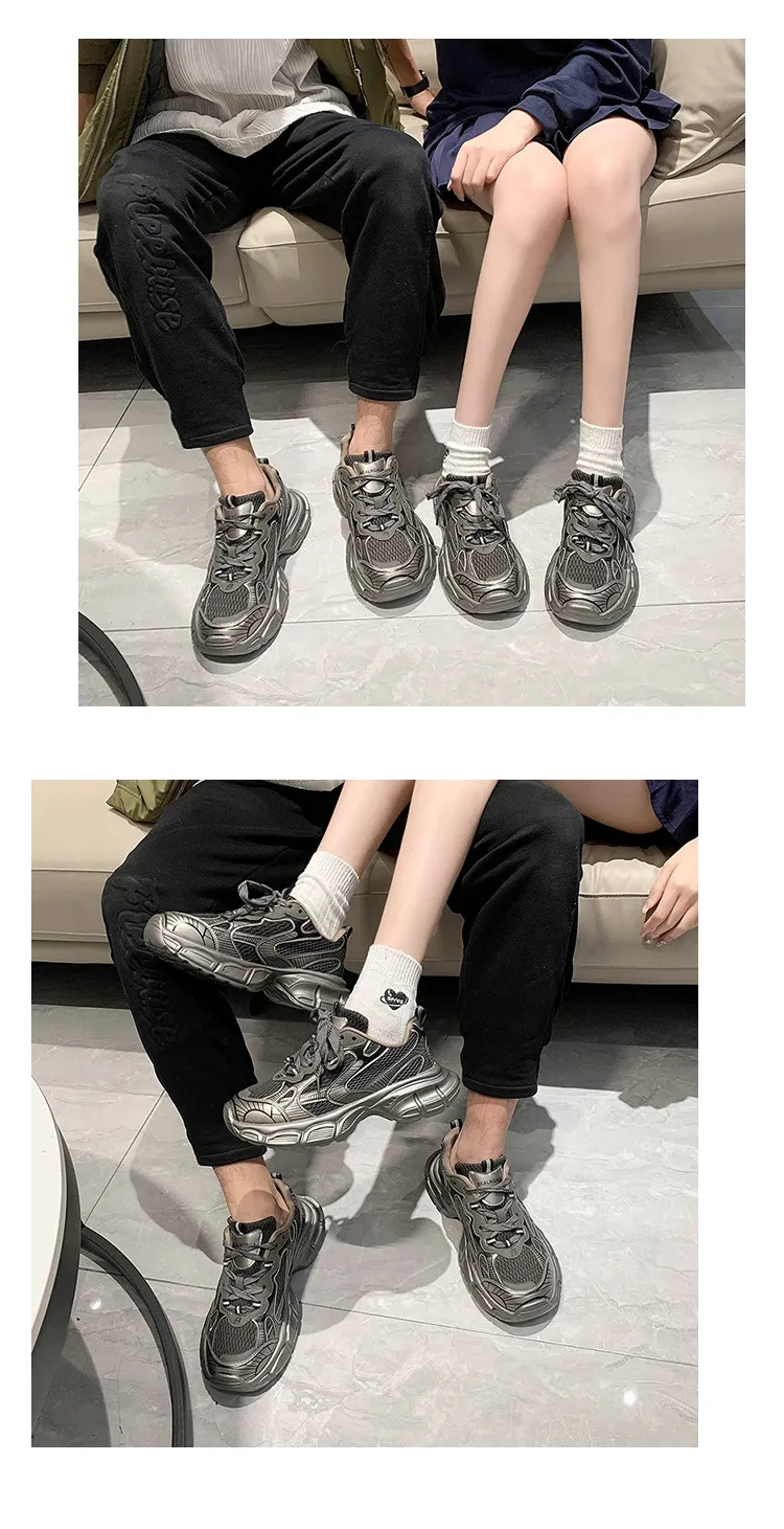 Designer New Mesh Breathable Casual Couple With Thick Sole Lace Up Fashionable And Stylish Sports Shoes For Women Size_vogvips.com