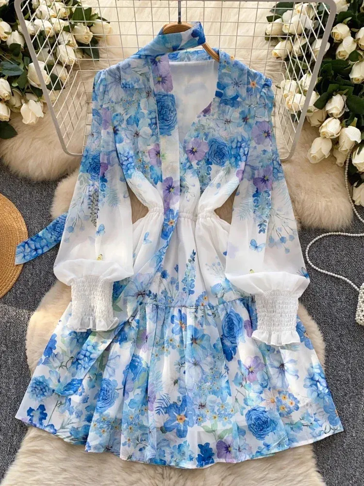 festival ruffle dress France Elegant Vintage Print Evening Dress: Women's Ribbon Ruffle Flounce  Short Party Dress, Female Casual Festival Clothing 251009 from Dhgate Basic  & Casual Dresses