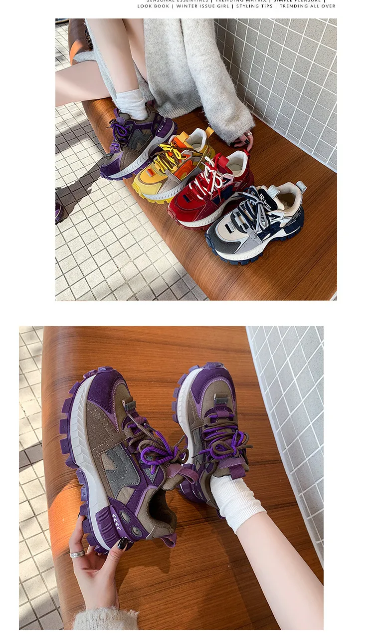 Designer 2025 New Fashionable Color Blocked Casual Thick Soled Height Increasing Versatile Sports Shoes For Woman Yellow_vogvips.com