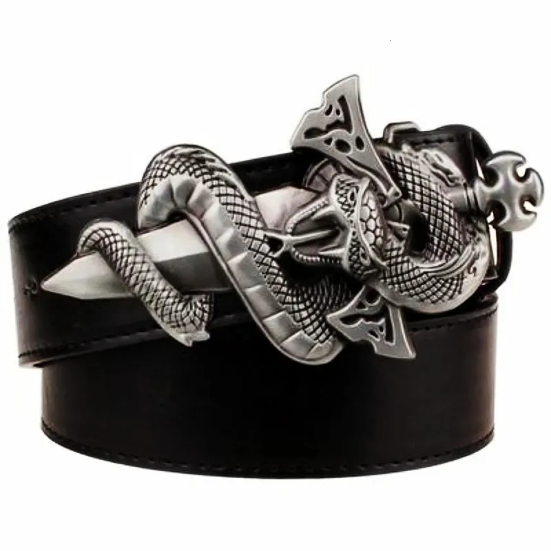 Cintura con fibbia a serpente - Nero