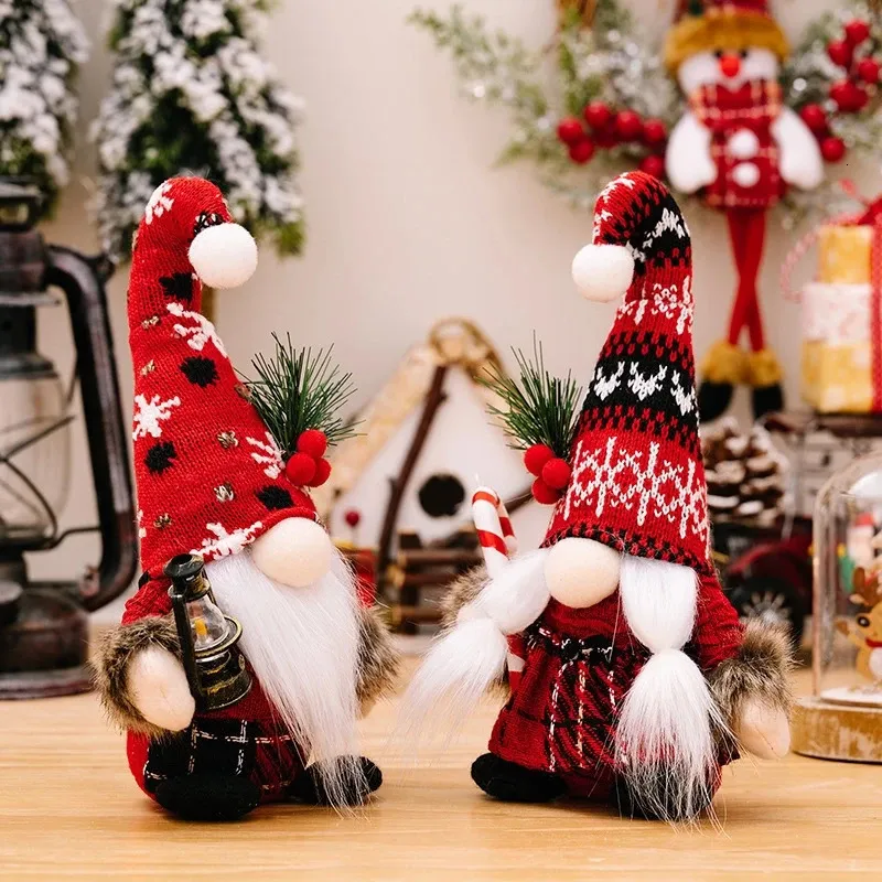RoadLoo 2 Pezzi Babbo Natale Svedese Gnomo di Natale Gnomo Babbo Natale Bambola di Natale Senza Volto Gnomo di Natale Decorazioni Natalizie Bambola di Peluche Gnomo per Deco Alberi