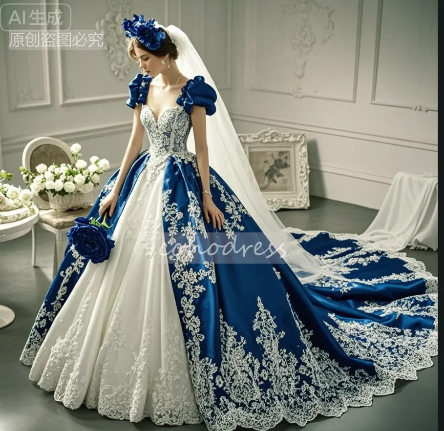 blue steampunk wedding dress Steampunk Wedding Dress from WeddingDressFantasy.com #steampunk #wedding # dress #blue #gown