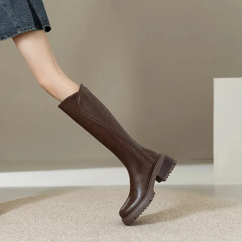 Vintage Winter High Boots For Ladies With Platform And Plush Sole_voghion.com